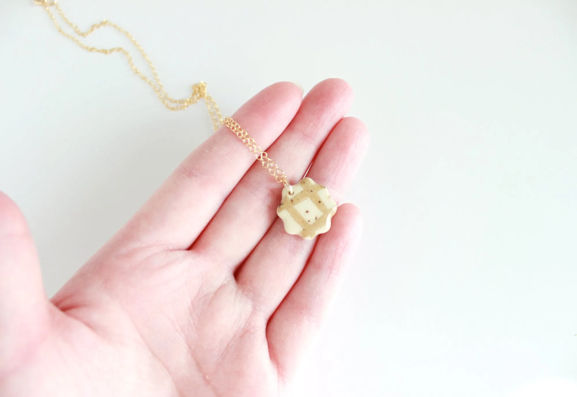 Grid Flower Charm Necklace