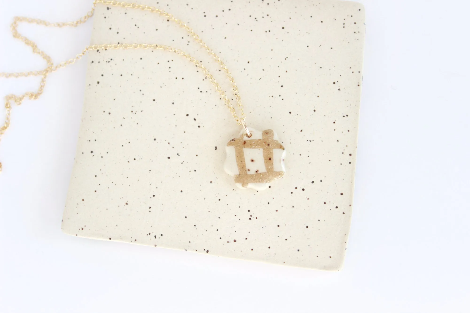 Grid Flower Charm Necklace