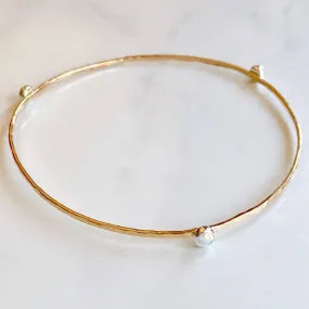 Hammered opal bangle -14kt gf