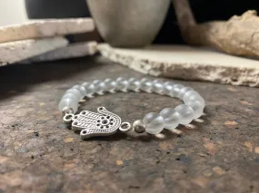 Hamsa Rock Crystal Bead Bracelet