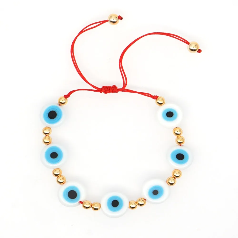 Handmade Bohemian Turkish Evil Eye Bead Bracelet with Elastic Bangles