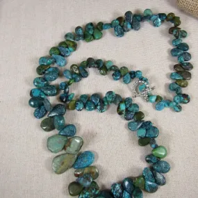 Handmade Long Turquoise Teardrop Beaded Statement Necklace