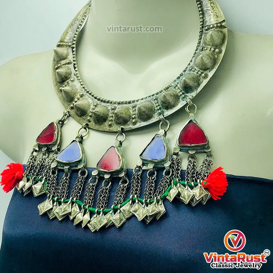 Handmade Vintage Torque Choker With Dangling Pendants