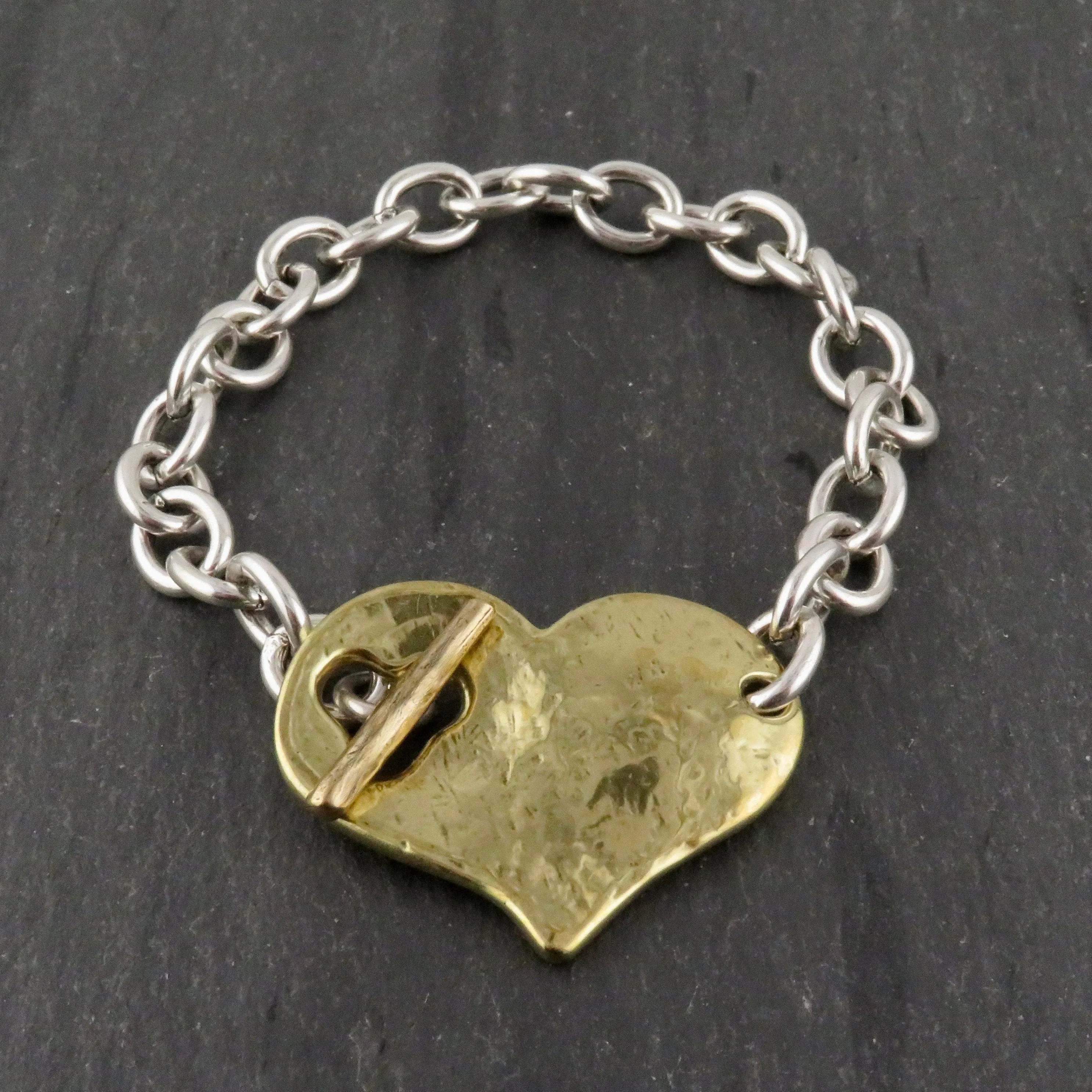 'Heart in Front' Bracelet - Mixed Metals