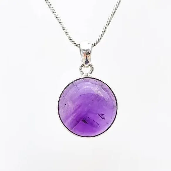 High Quality Round Amethyst Crystal Pendant Necklace