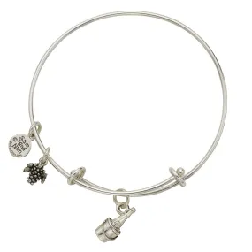 Ice Bucket & Wine Charm Bangle Bracelet