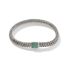 Icon Bracelet, Sterling Silver, Emerald Pavé, 6.5MM - BBS90422RVBLS2EM