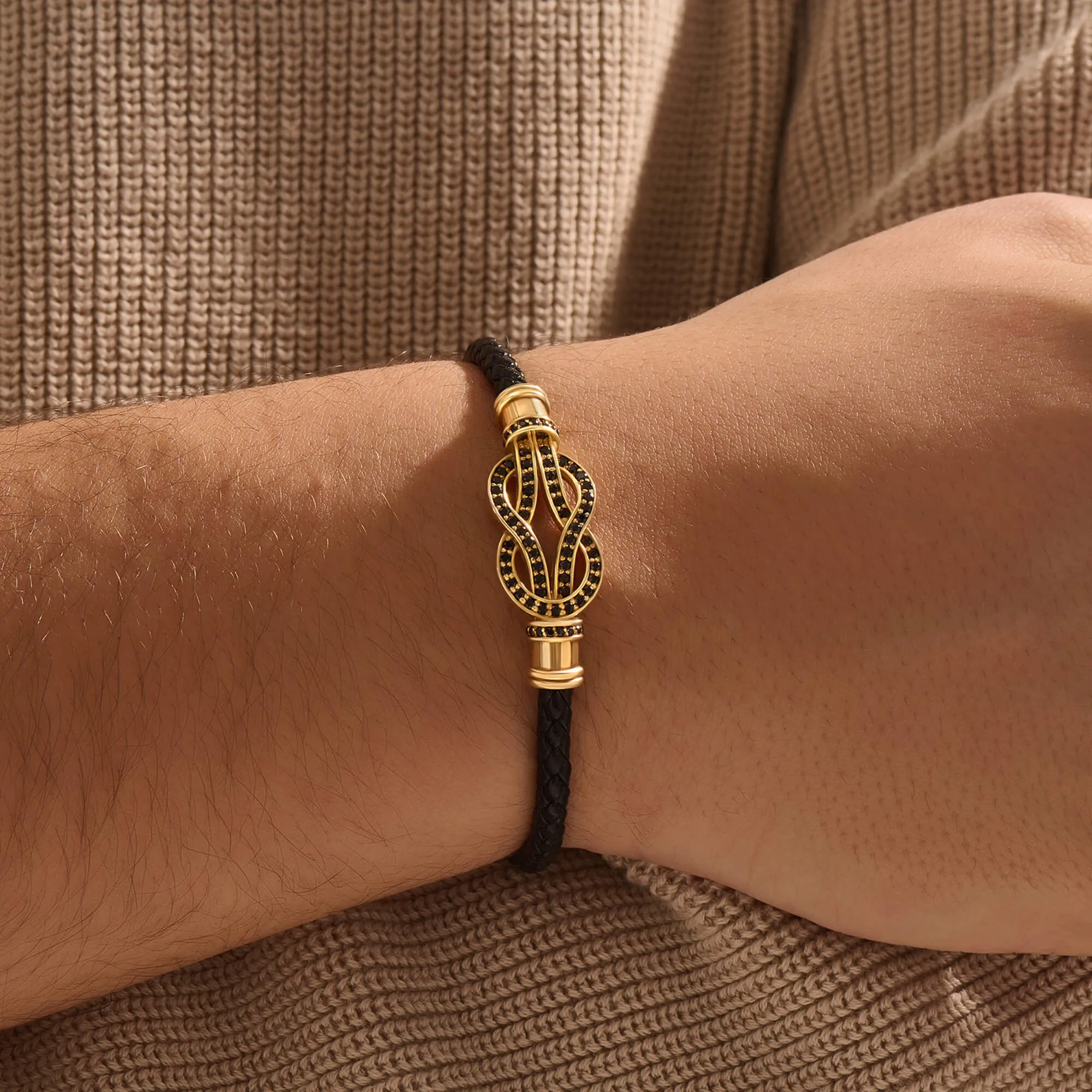 Infinity Leather Bracelet in Gold