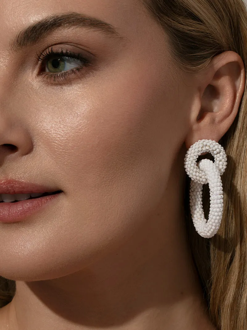 Interlocking Beaded Hoop Earrings