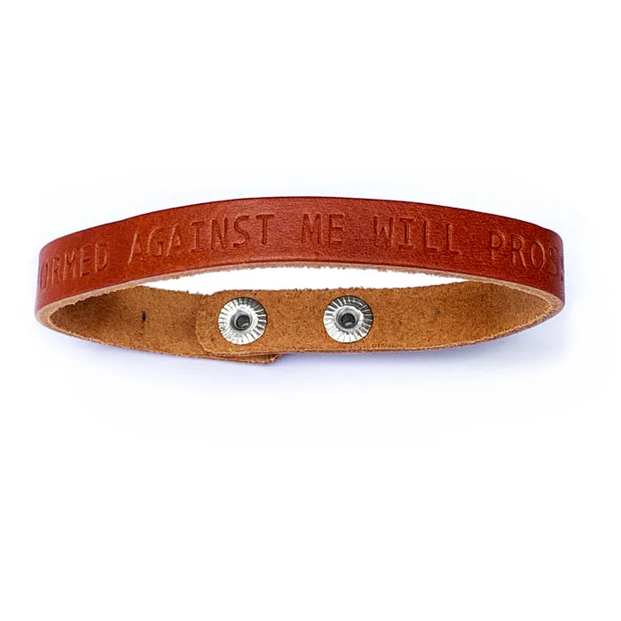 Isaiah 54:17 No Weapon Formed Against Me Small Leather Bracelet