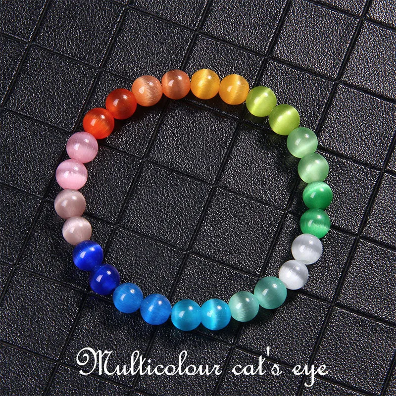 Japan And South Korea Simple Fashion Colorful Opal Gemstone Beads Bracelet Female Seven Chakra Yoga Energy Bracelets Net Red Tide