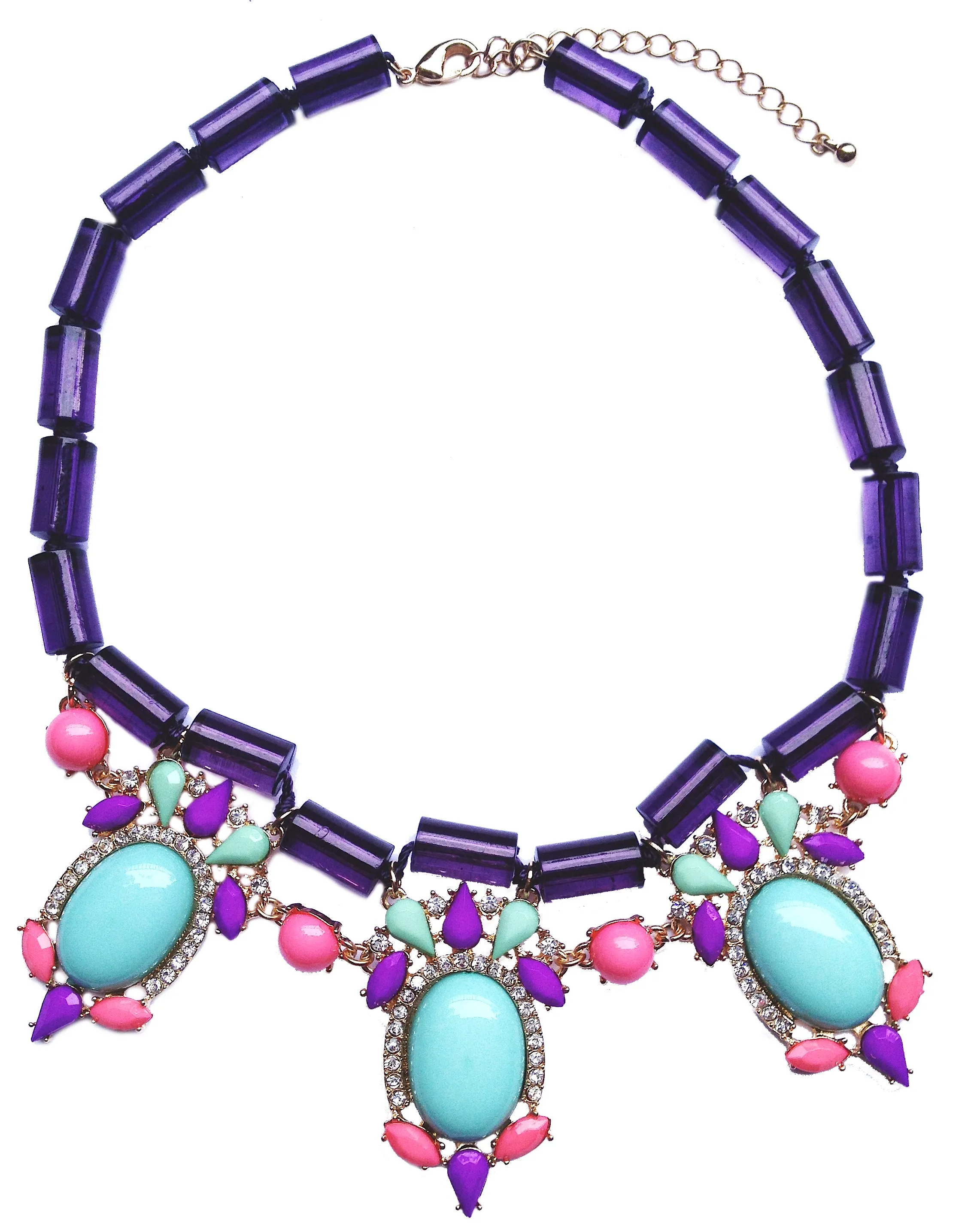 Jewel Fantasy Necklace - Purple & Turquoise