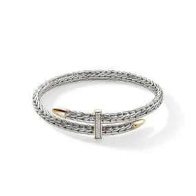 John Hardy sterling silver 14k yellow gold tips diamond accent Icon bracelet