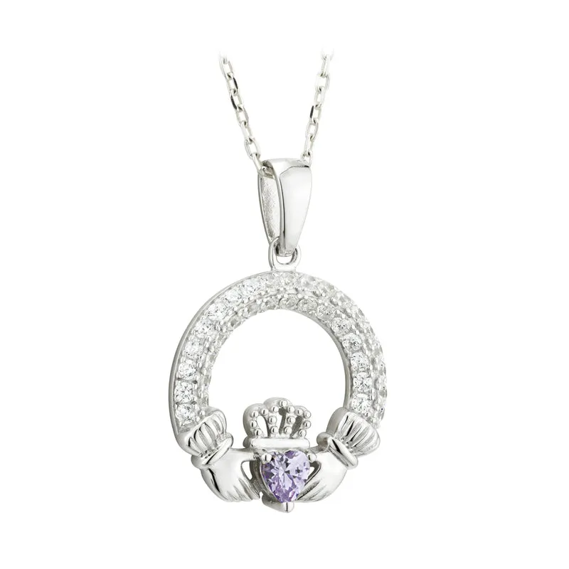 June Birthstone Claddagh Necklace