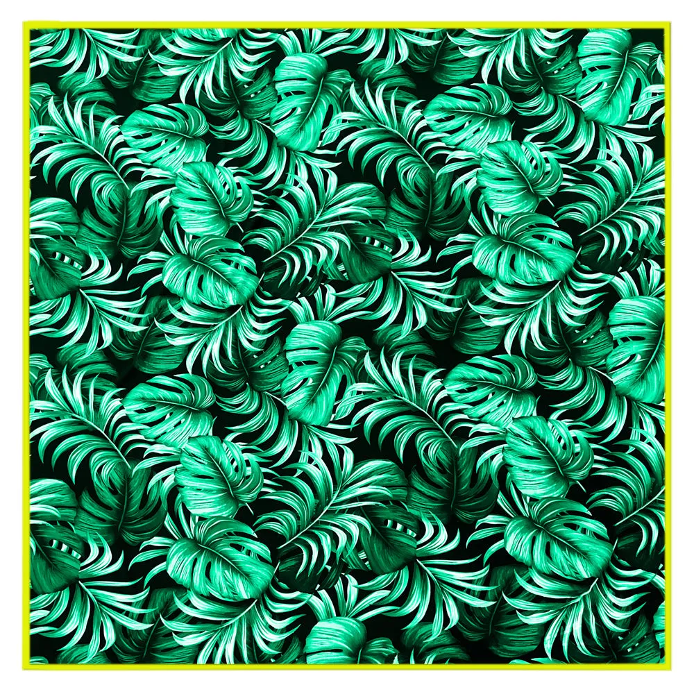 Jungle - Monstera Black / Green Scarf (Neon Yellow)