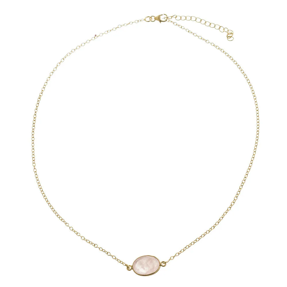 Katie, Rose Quartz Necklace Gold Vermeil