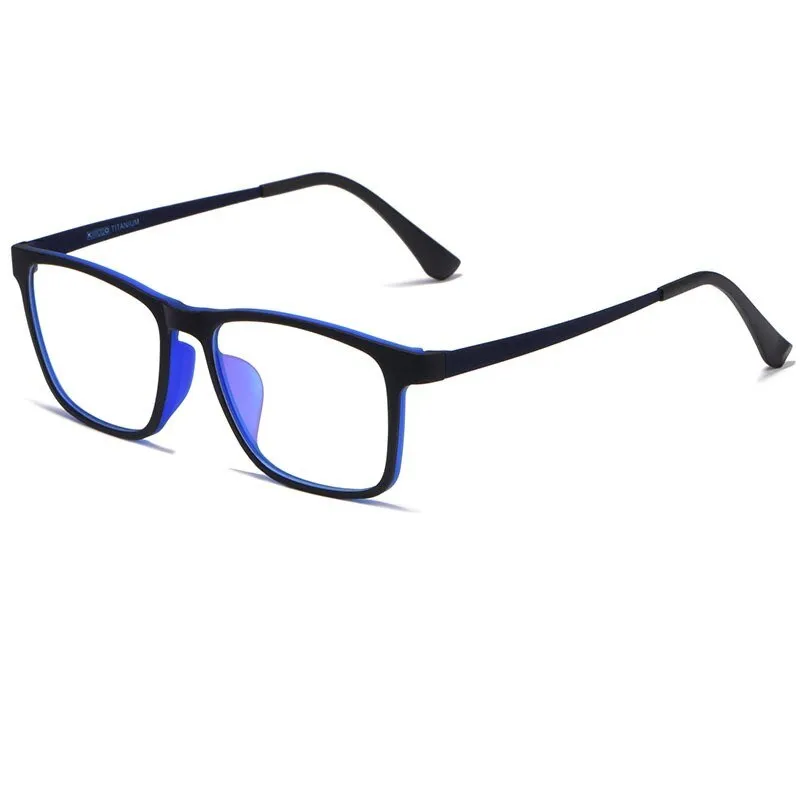 KatKani Unisex Full Rim Square Tr 90 Titanium  Reading Glasses Anti Blue Light Black Hr3068