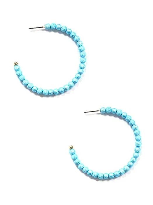 KE8831 Neptune Beaded C Shape Hoop Earrings