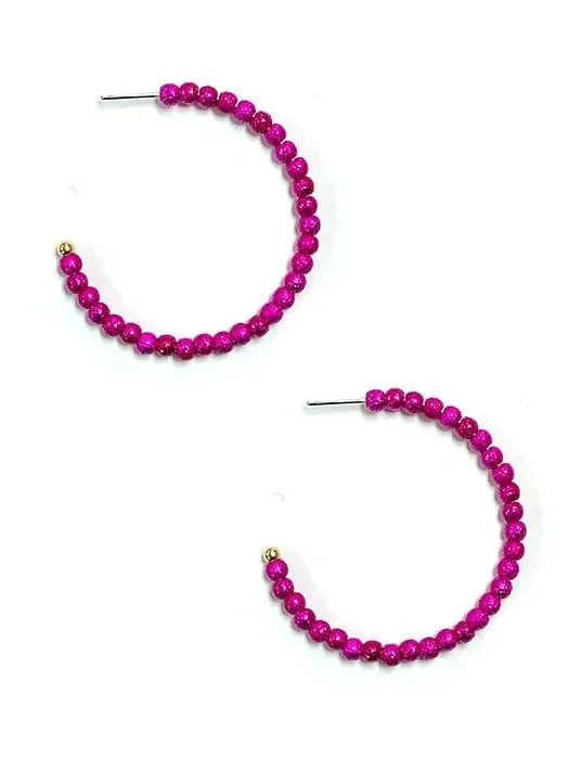 KE8831 Neptune Beaded C Shape Hoop Earrings