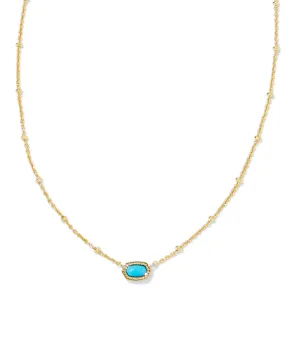 Kendra Scott |  Mini Elisa Gold Satellite Short Pendant Necklace in Turquoise Magnesite