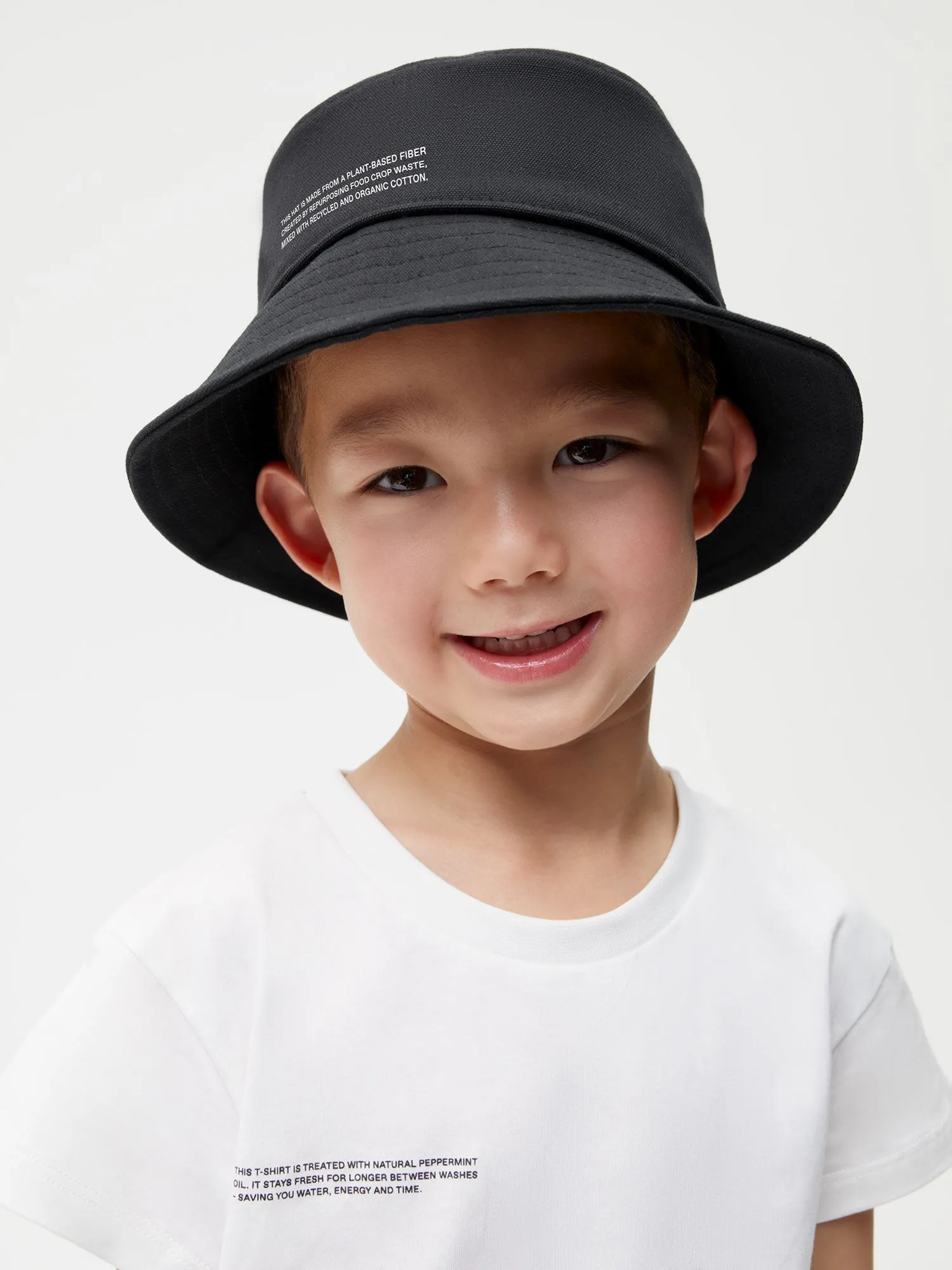 Kids Oilseed Hemp Canvas Bucket Hat—black