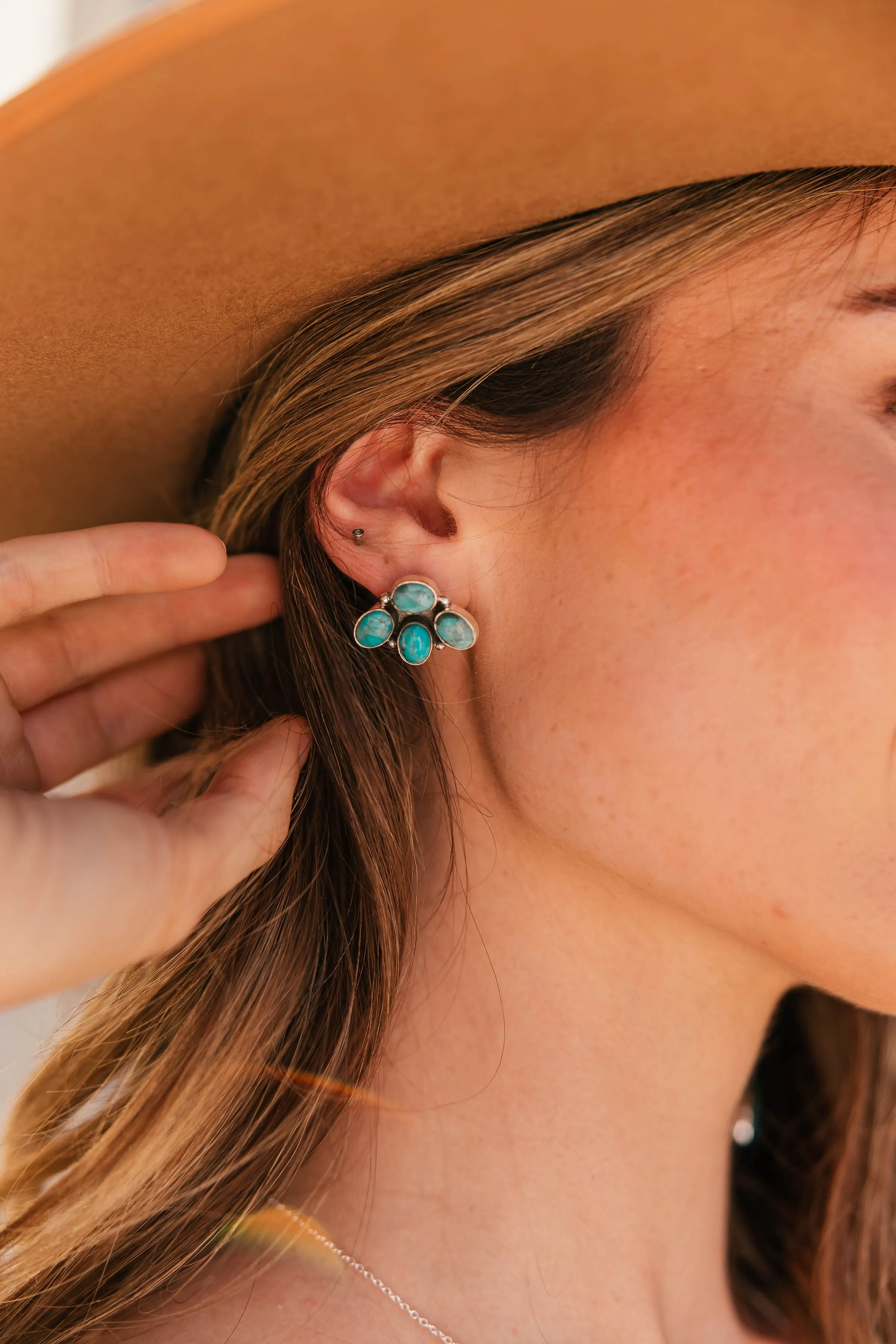 Kingman Turquoise Cluster Earrings