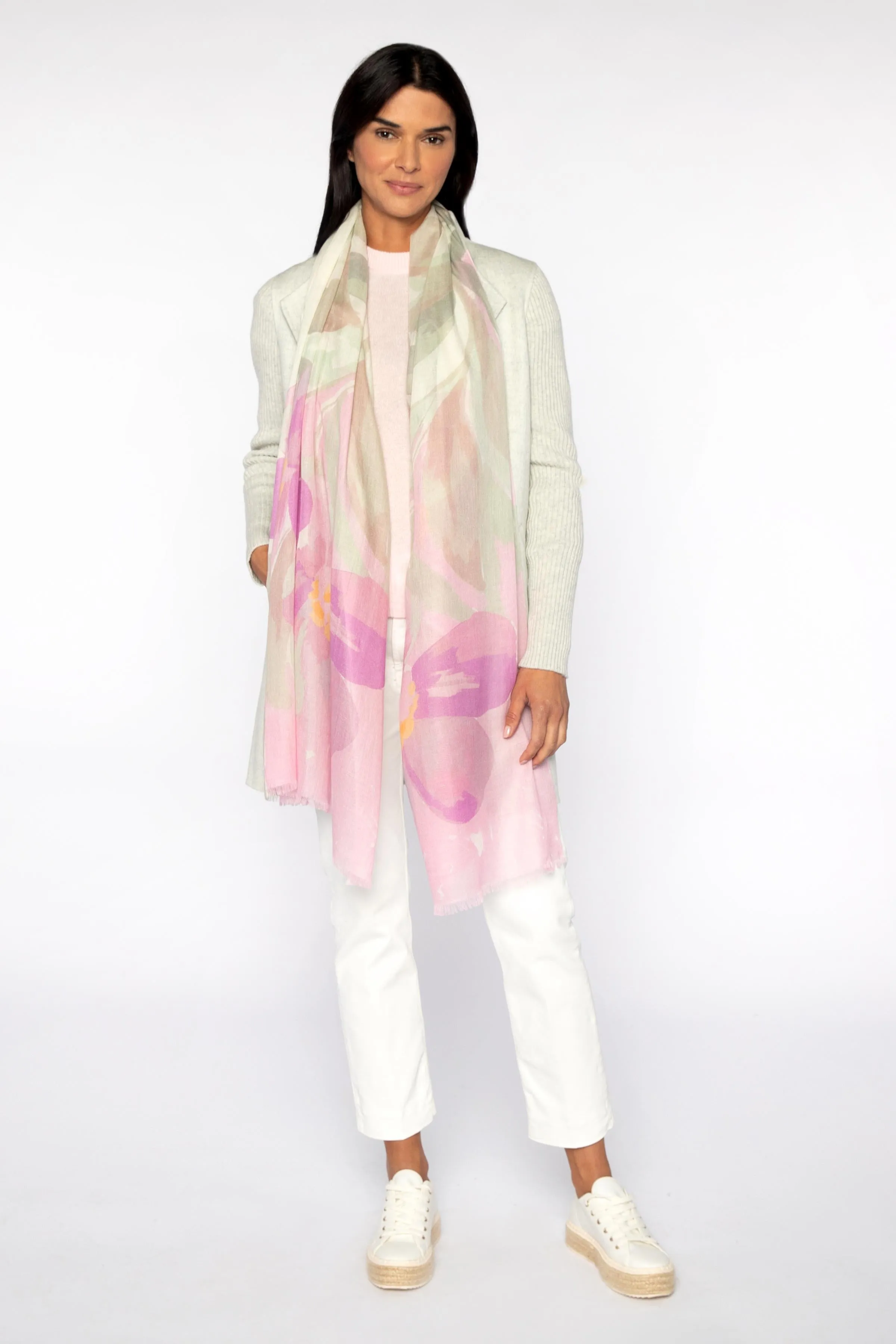 Kiwi Blooms Print Scarf - Freesia