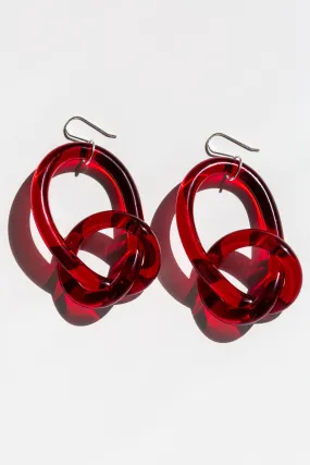 Knotted Earrings in Red