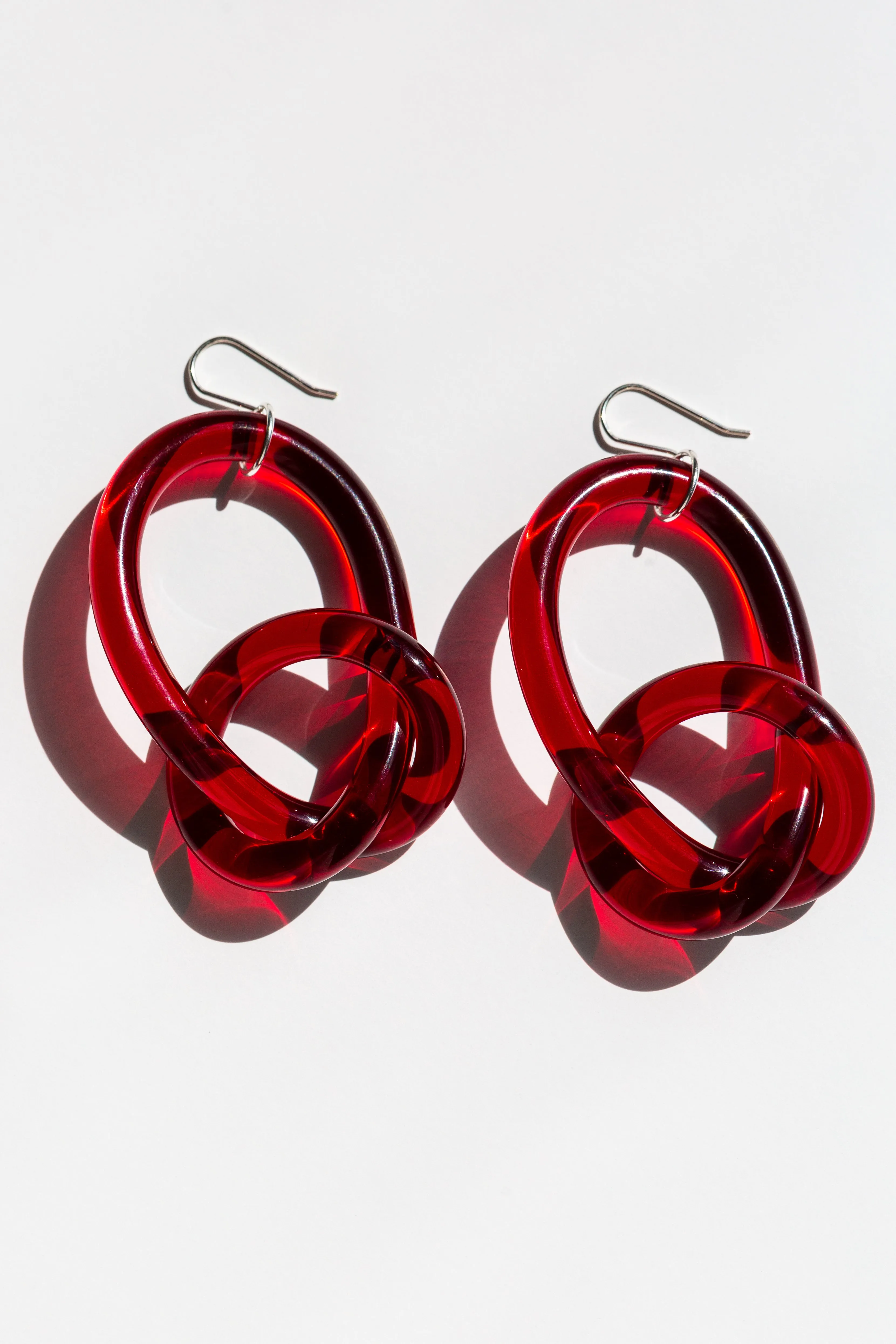 Knotted Earrings in Red