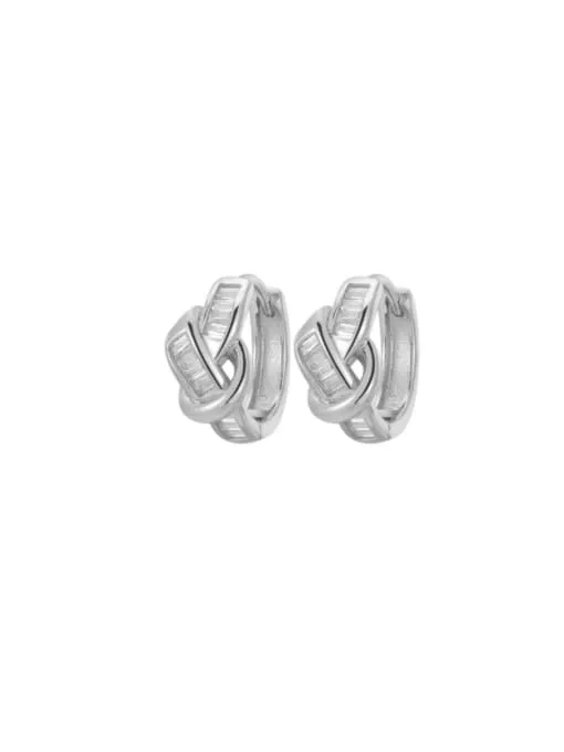 Knotted Hoop Earrings Baguette Cubic Zirconia Simulated Diamond Small Huggie Hypoallergenic Jewelry