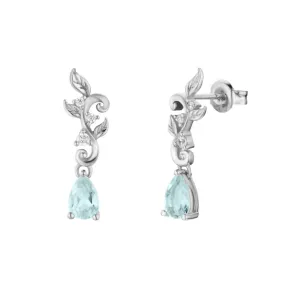 Leafy Cascades Aquamarine Earrings