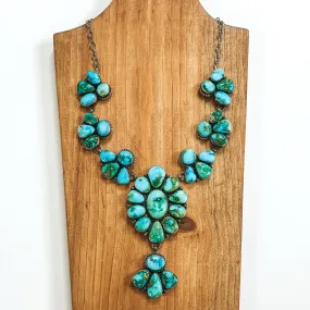 Lorenzo Juan | Navajo Handmade Sterling Silver & Sonoran Gold Turquoise Stone Cluster Necklace