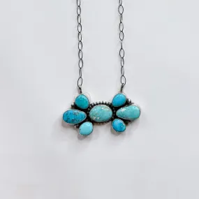 Lorenzo Juan | Navajo Handmade Sterling Silver and Turquoise Stone Cluster Pendant