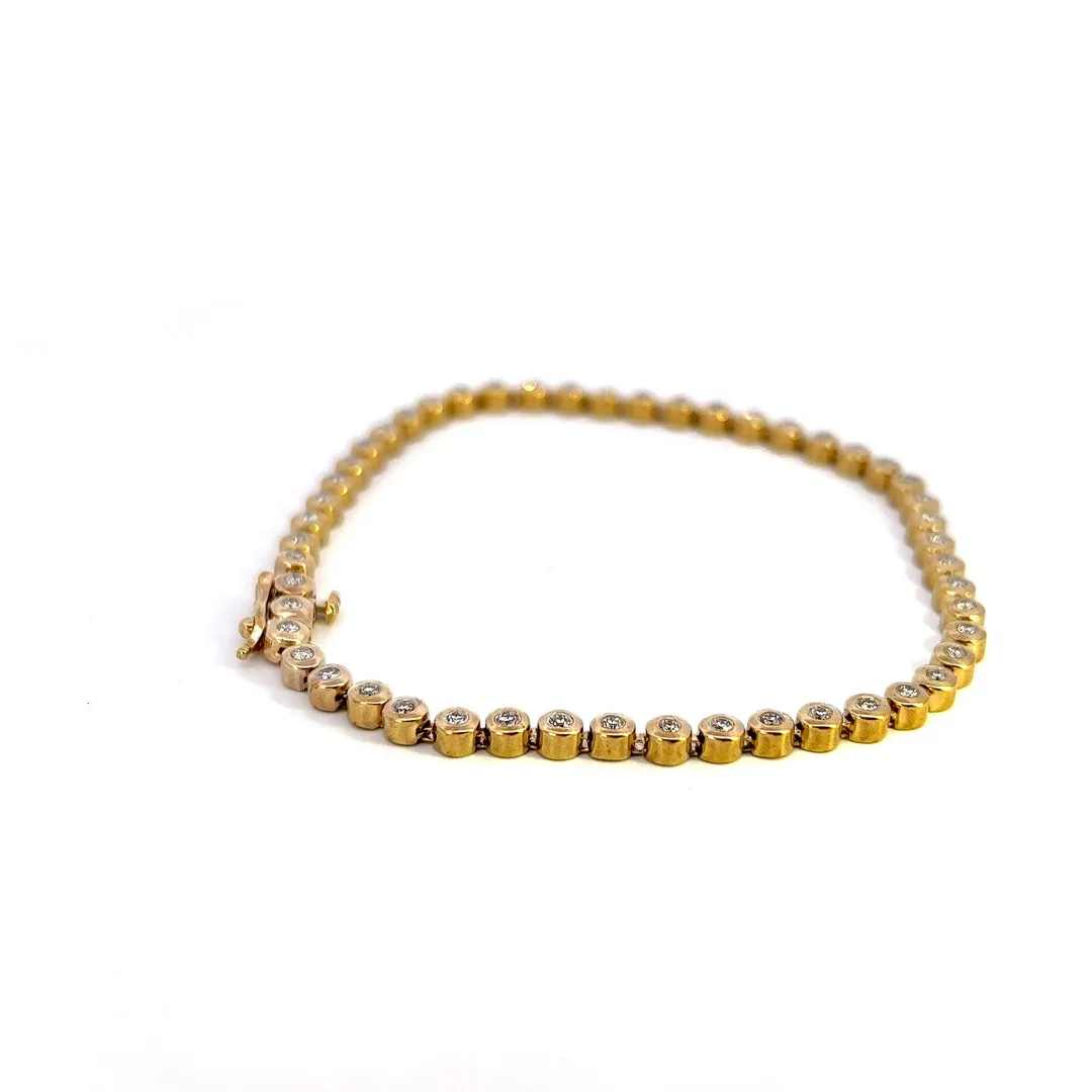 Luxurious 9K Yellow Gold Diamond Tennis Bracelet