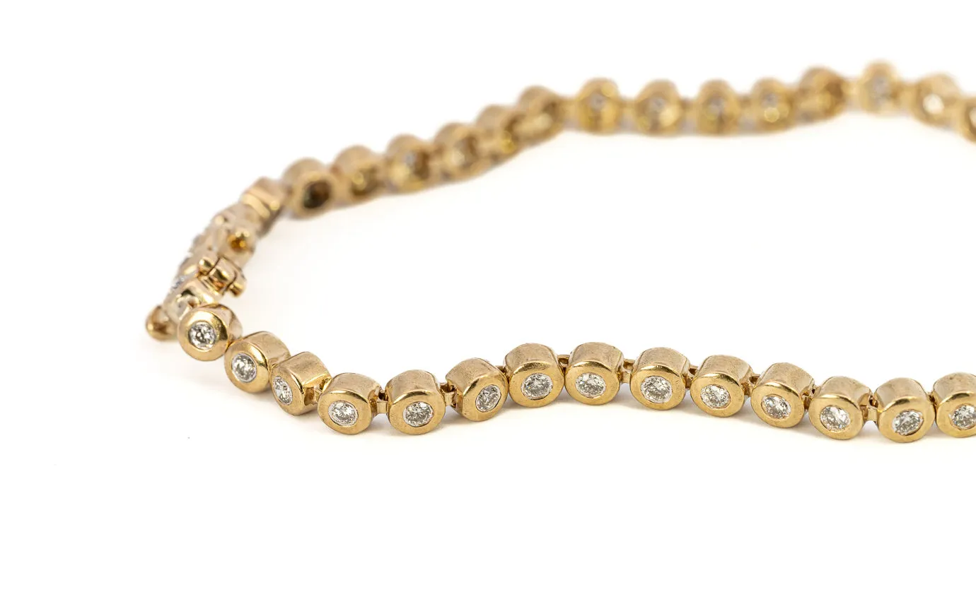 Luxurious 9K Yellow Gold Diamond Tennis Bracelet