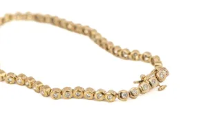 Luxurious 9K Yellow Gold Diamond Tennis Bracelet