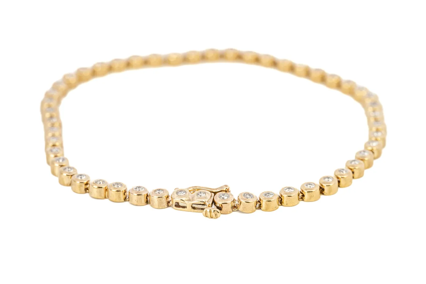 Luxurious 9K Yellow Gold Diamond Tennis Bracelet