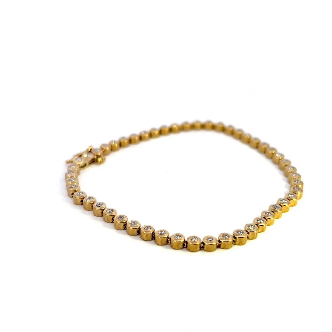 Luxurious 9K Yellow Gold Diamond Tennis Bracelet