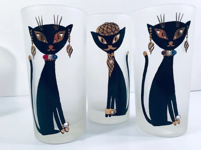 Maida Armour Siamese Hipster Cat Highball Glasses (Set of 6)