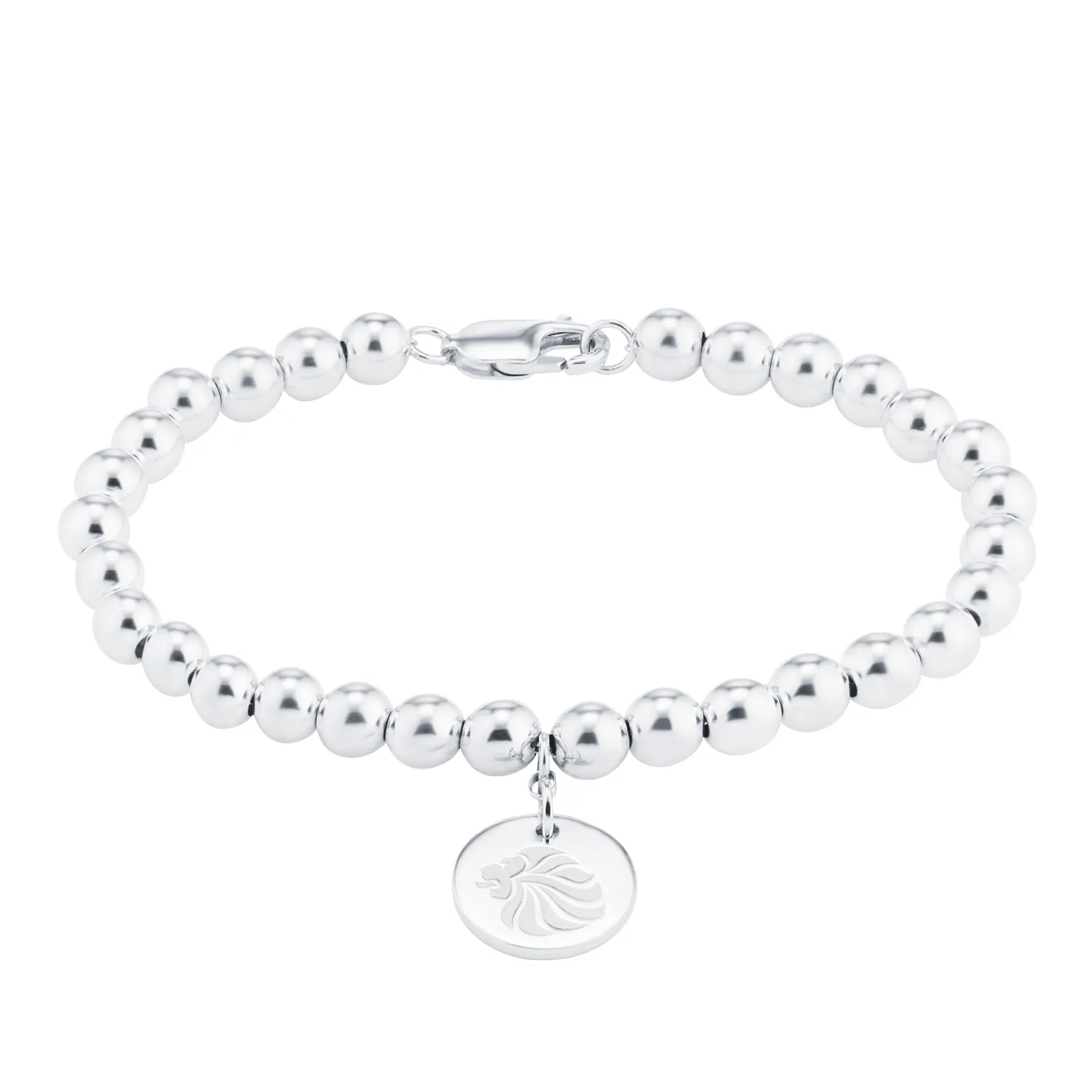 Mappin & Webb Team GB Lion Head Sterling Silver Bead Bracelet