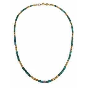 Marika 14K Gold, Turquoise & Diamond Necklace - M9251