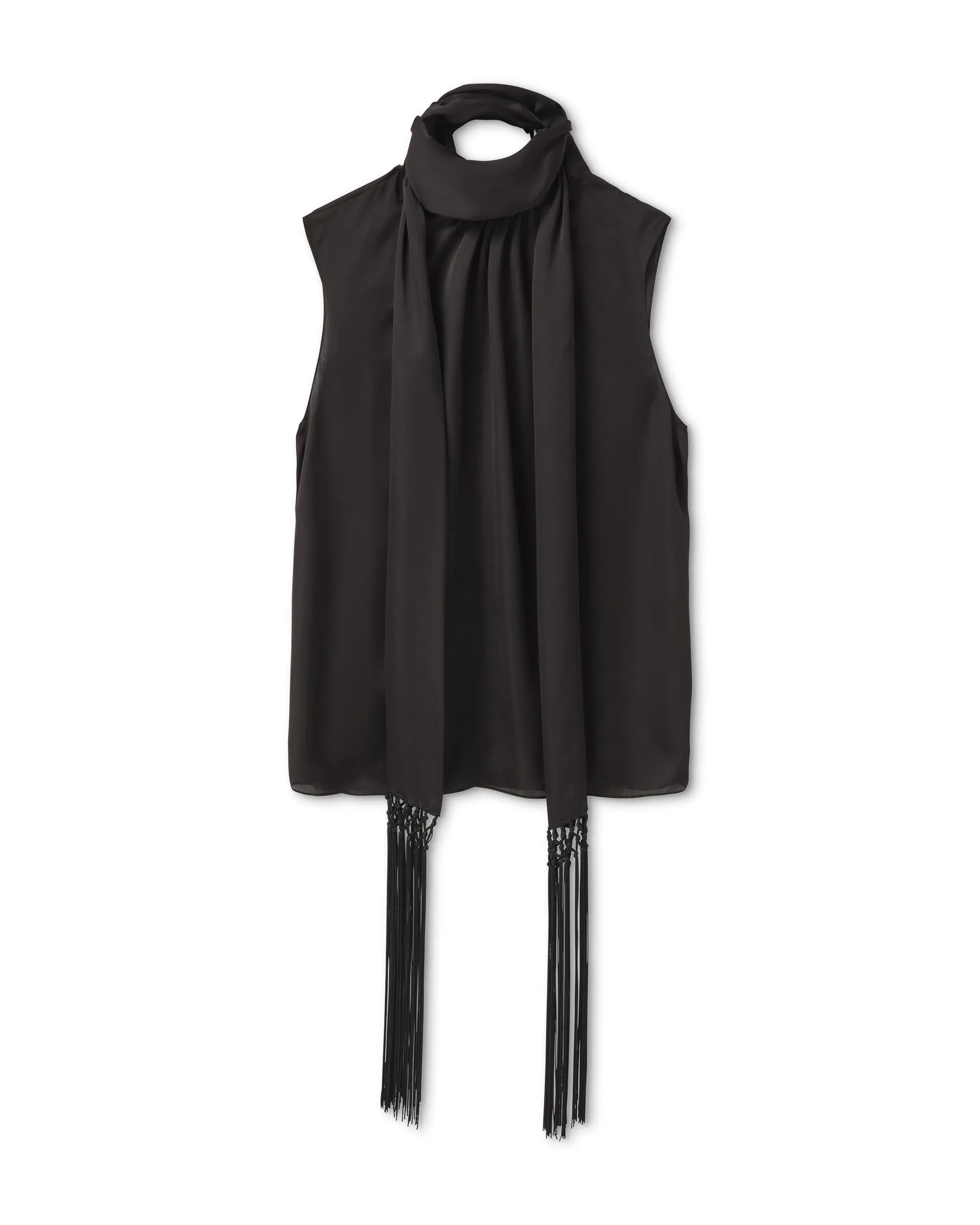 Marina Scarf Top in Silk Charmeuse, Black