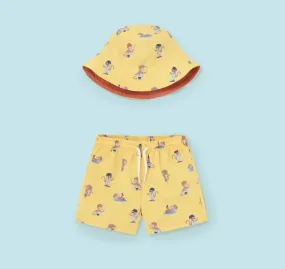 Mayoral Baby & Toddler Boys Yellow Little Monkey Swim Shorts and Hat