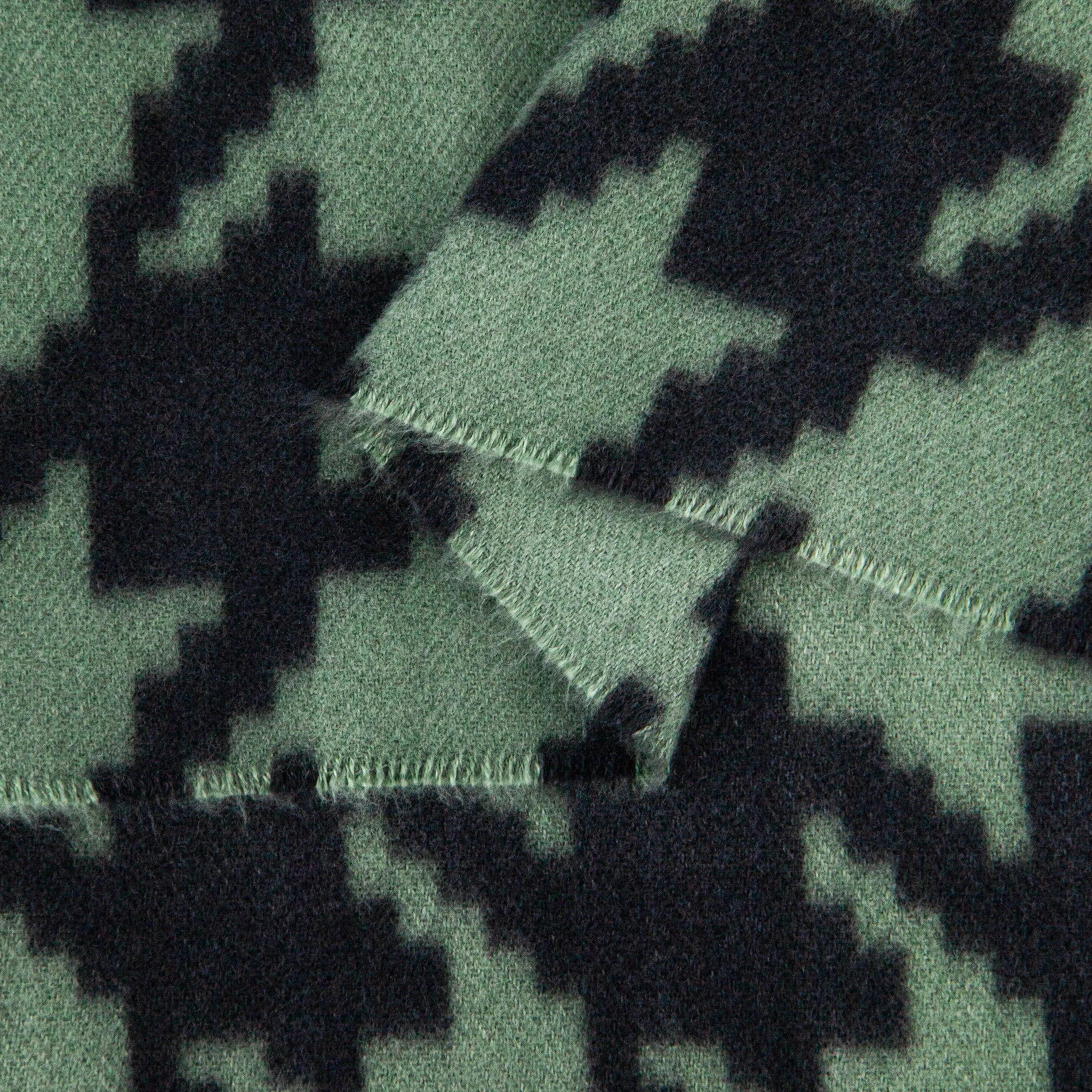 Melanie Midweight Scarf - Khaki, Large Houndstooth