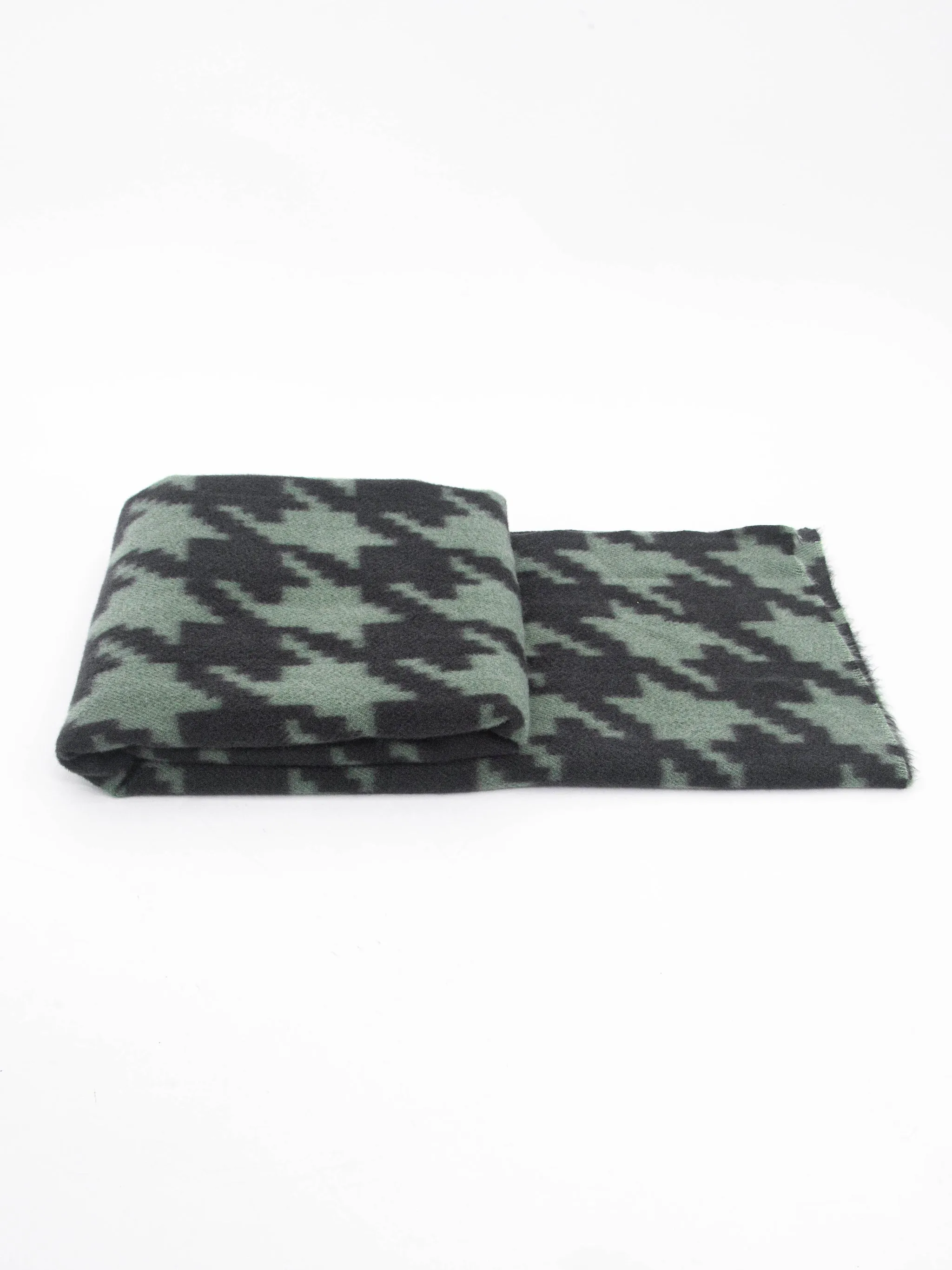 Melanie Midweight Scarf - Khaki, Large Houndstooth