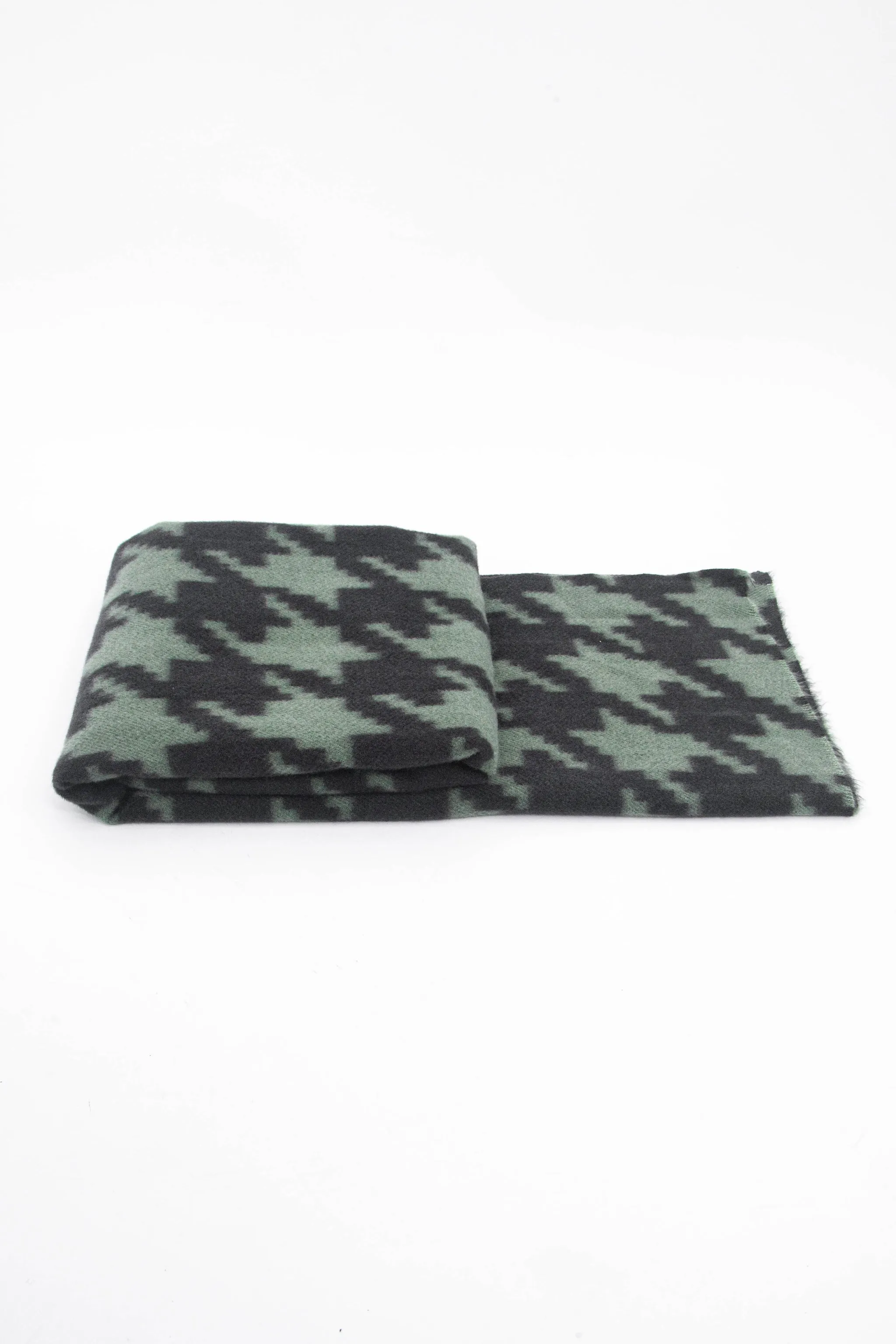 Melanie Midweight Scarf - Khaki, Large Houndstooth