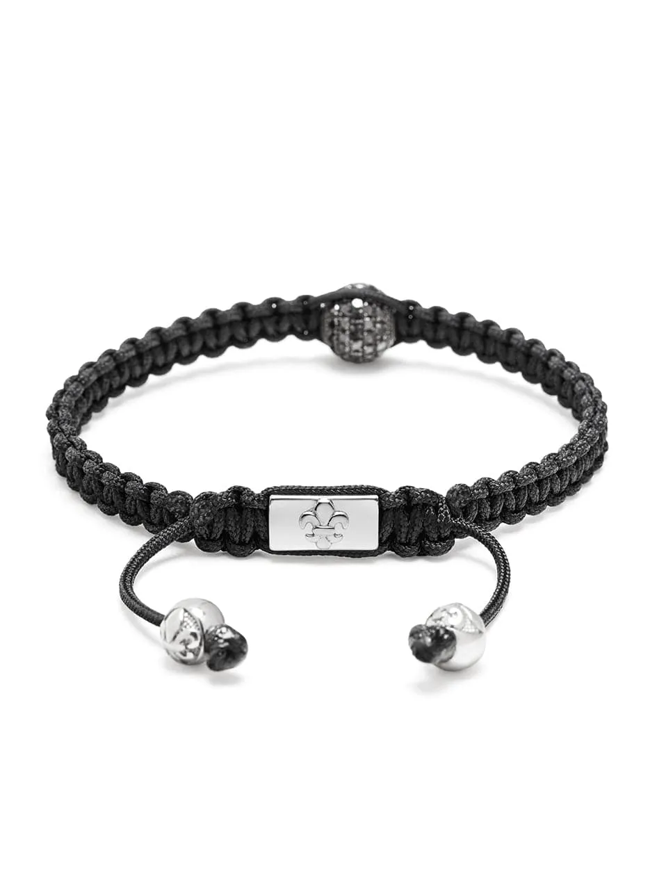 Men's Black String Bracelet with Black Diamond Bead