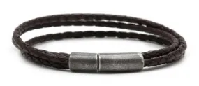 Mens Brown Plaited Leather Bracelet Antique 630-61