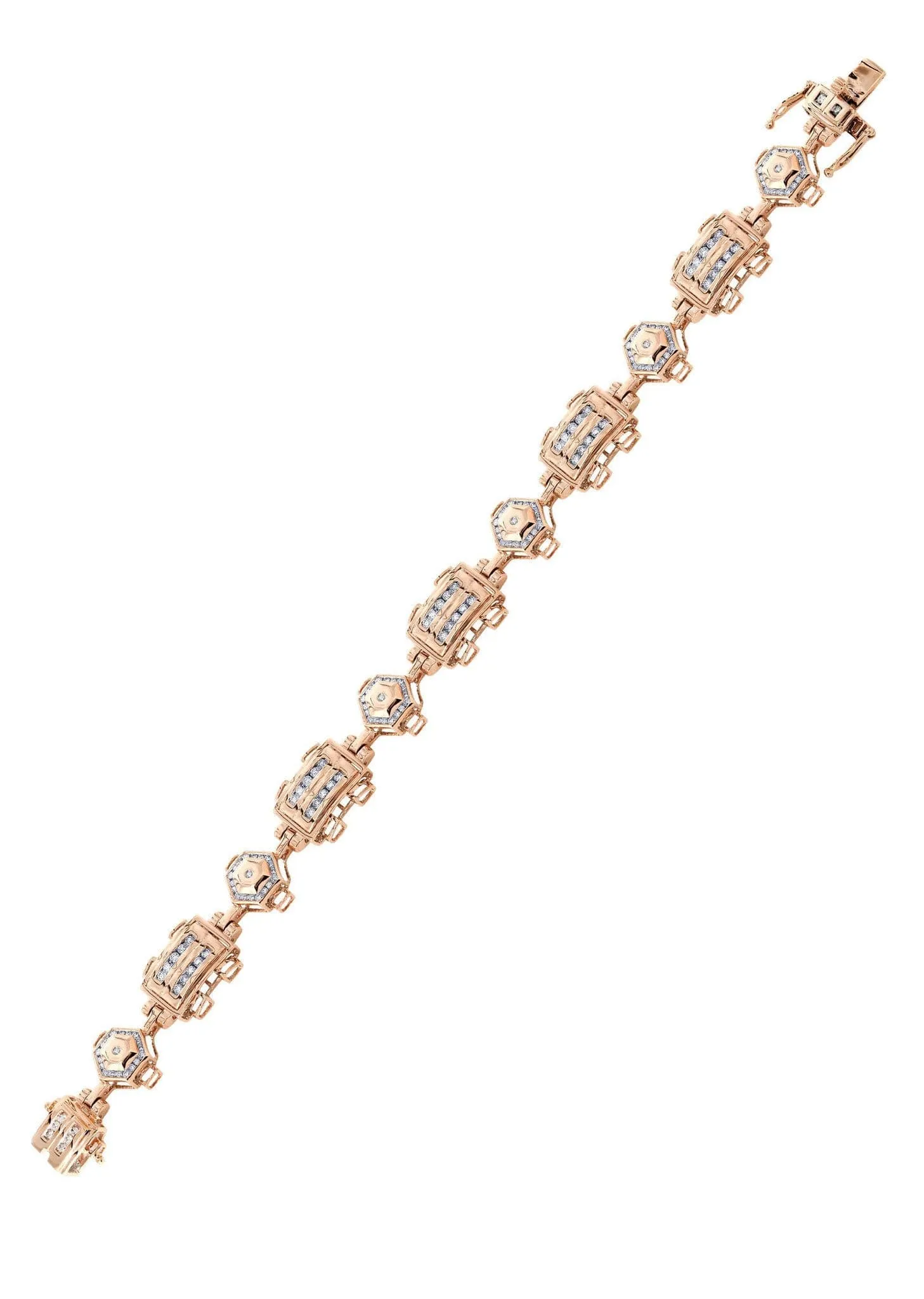 Mens Diamond Bracelet Rose Gold| 3.45 Carats| 28.8 Grams