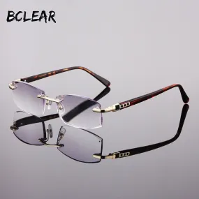 Men's Reading Glasses Rimless Cr39 Alloy  1.0 To  4.0 W02